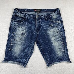 Southpole Jean Shorts Mens 40 Blue Denim Distressed Y2K Hip Hop Streetwear Skate